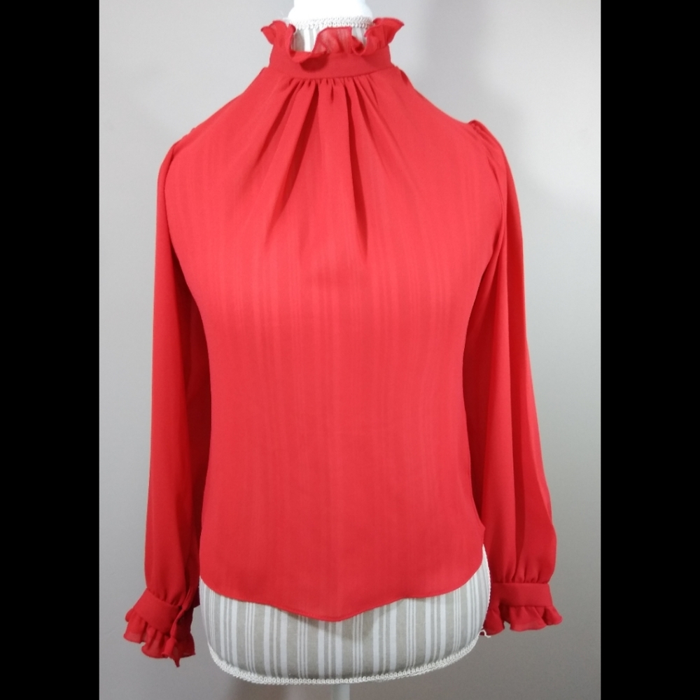 Vintage U-Tur of California Ruffled Red Top Medium